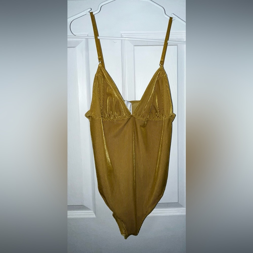 Yellow Suede Velvet Tank Bodysuit